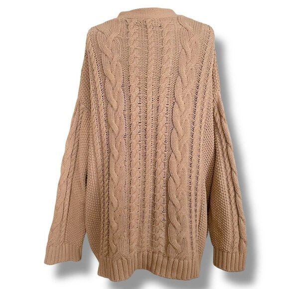 Quince Tan Cable Knit Cardigan - Picture 5 of 12